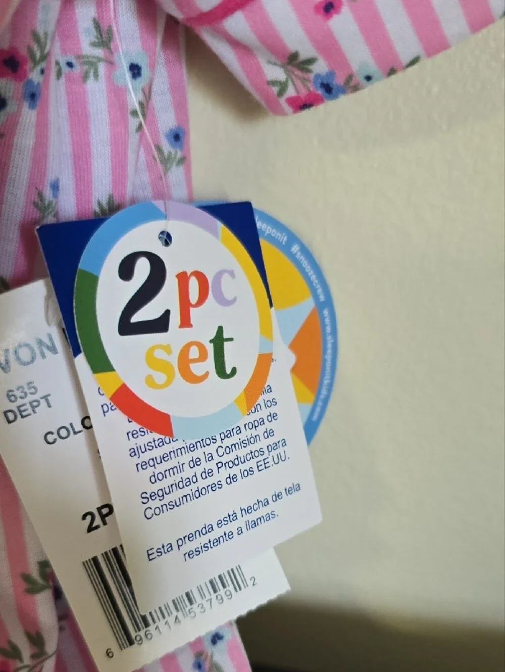 Sleep On It NWT Pink Floral Stripe Kids Pajama Set